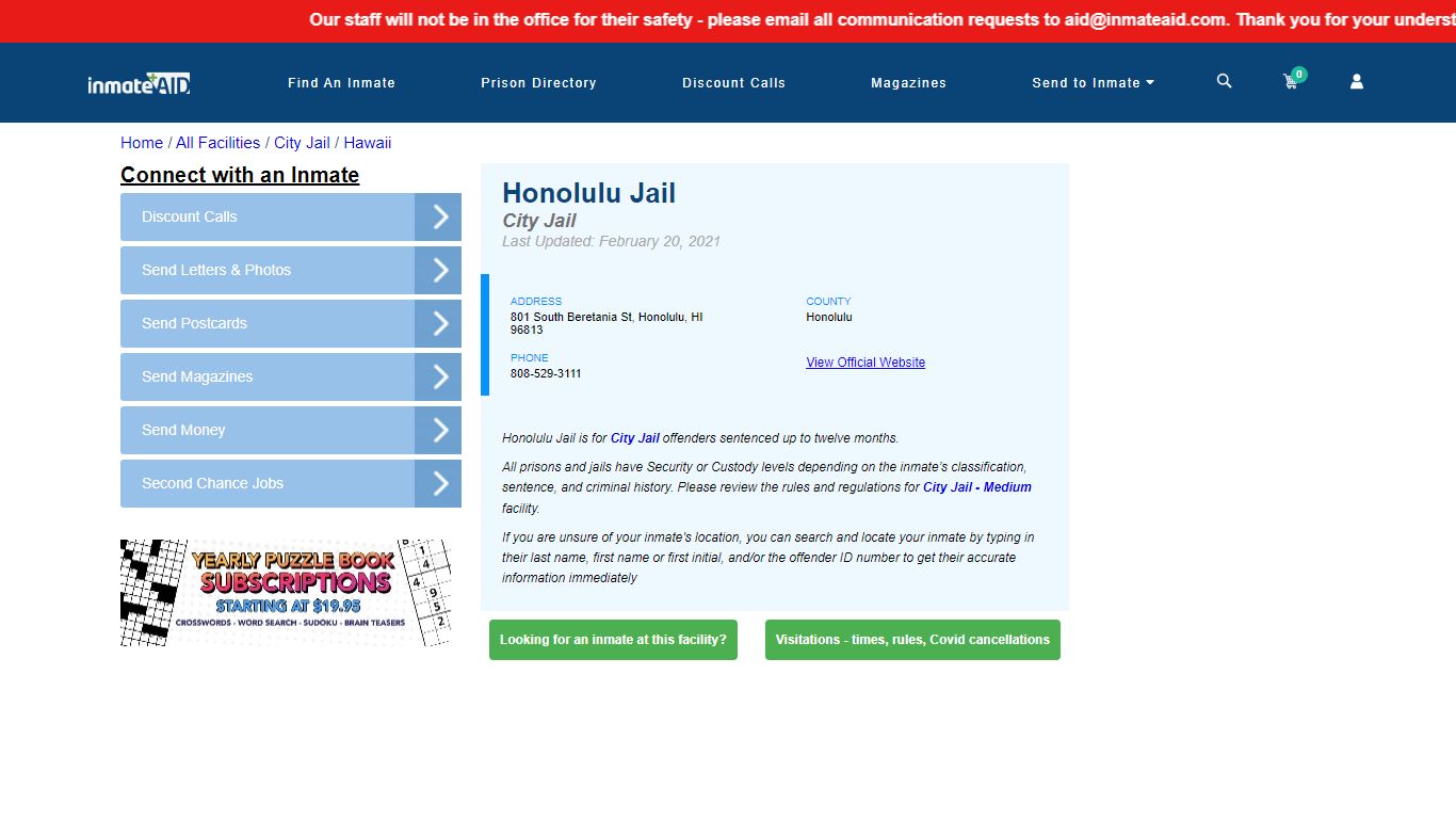 Honolulu Jail | Inmate Locator